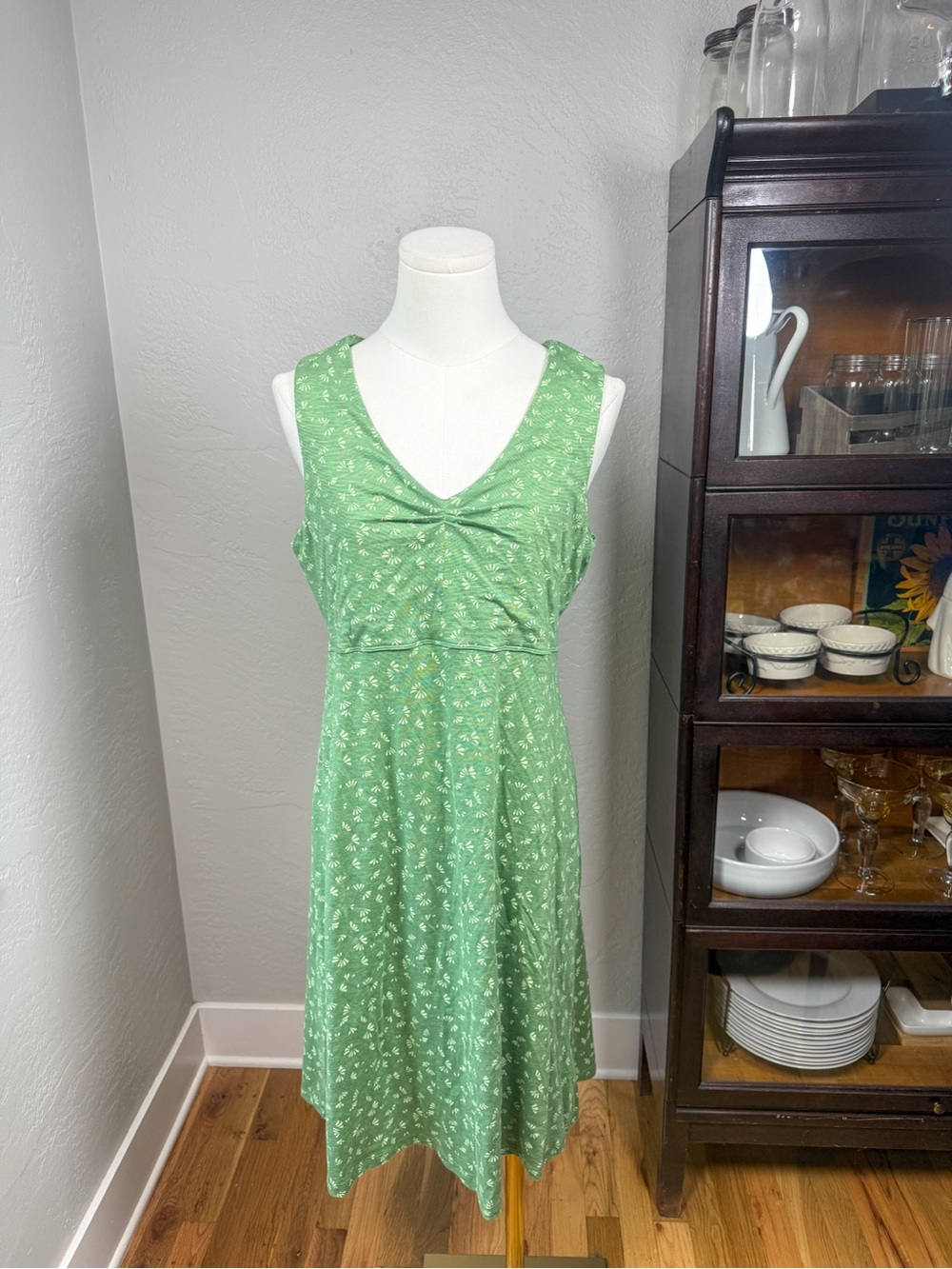 Toad&Co Green Floral Tencel Organic Cotton Sleeveless Midi Dress Size M